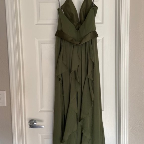 Olive Green Vera Wang Dress- Size 6 - Picture 3 of 5